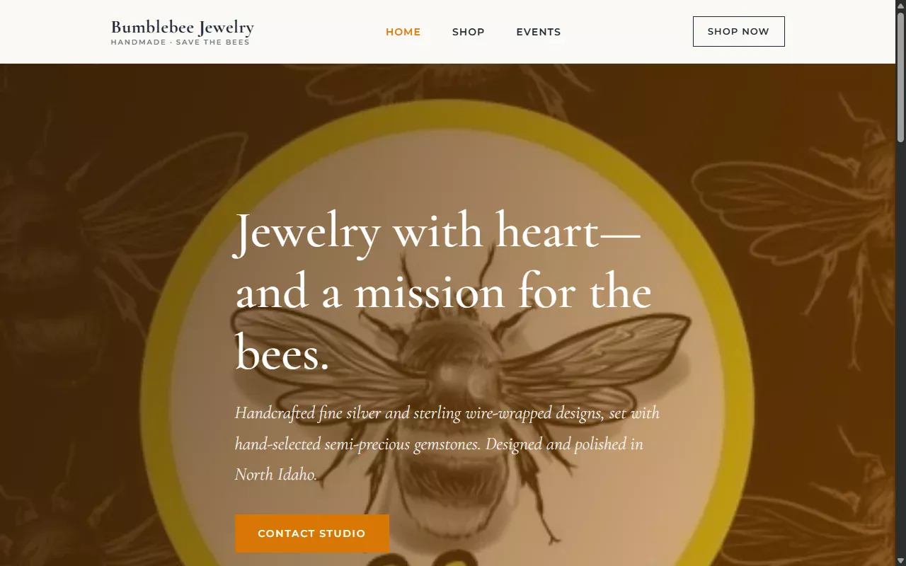 Bumblebee Jewelry website preview