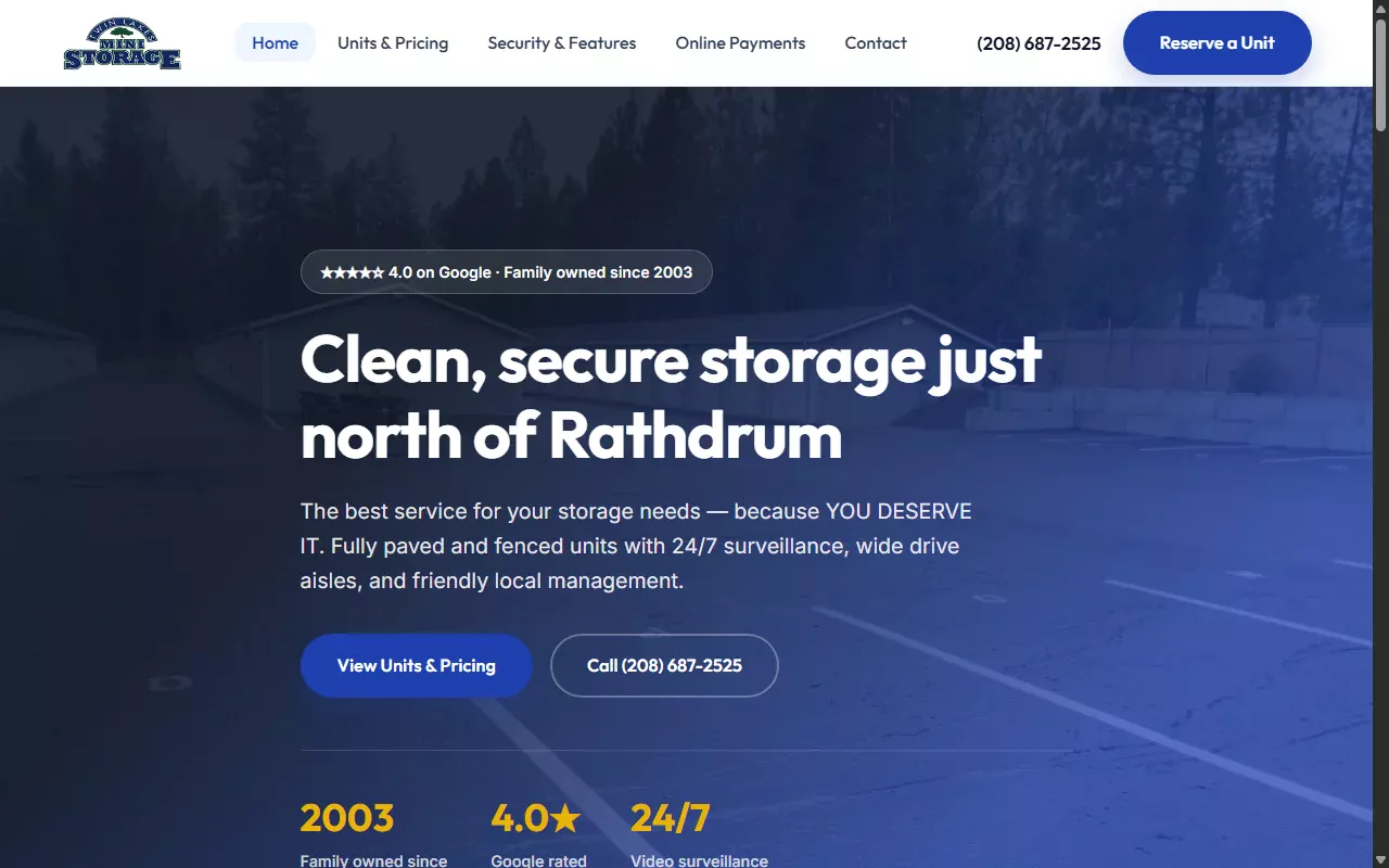 Twin Lakes Mini Storage website preview